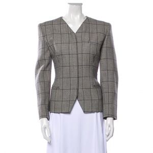 Giorgio Armani wool plaid print evening jacket